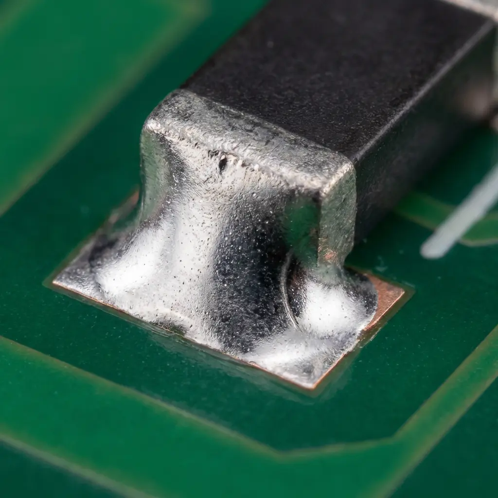 A perfect surface-mount solder joint with a smooth fillet