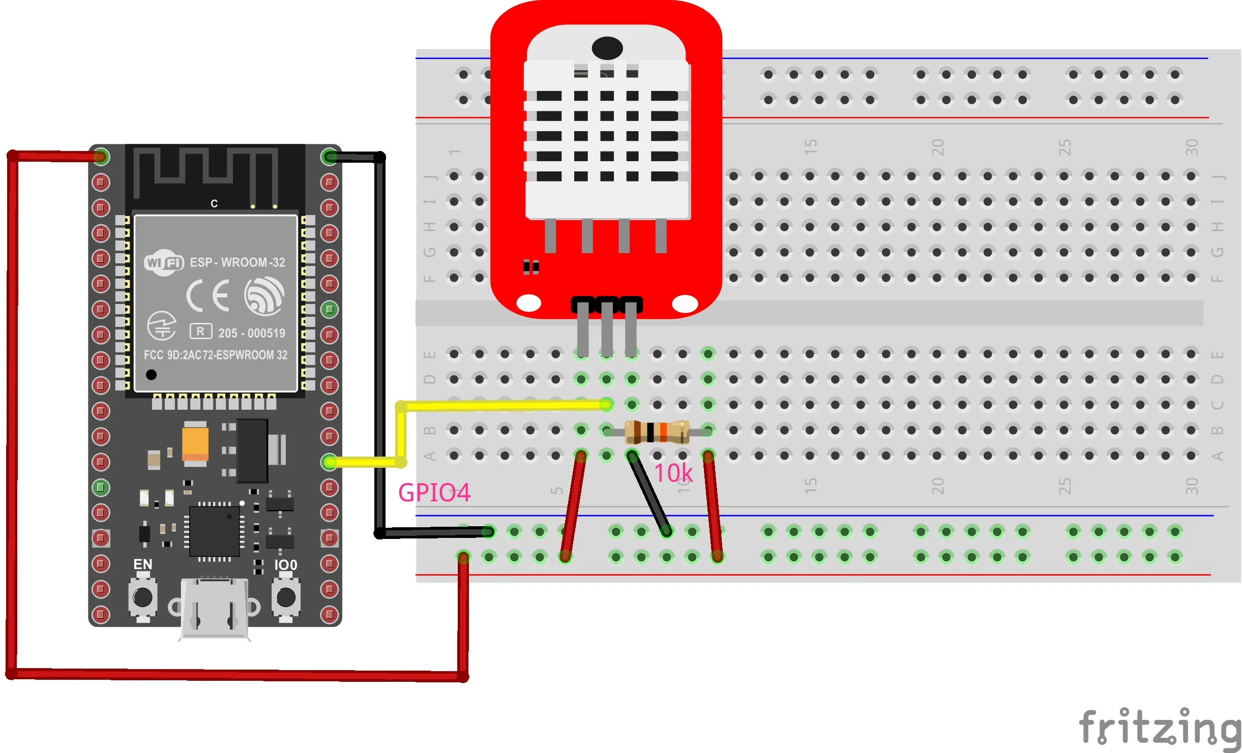 DHT22 wiring diagram with ESP32