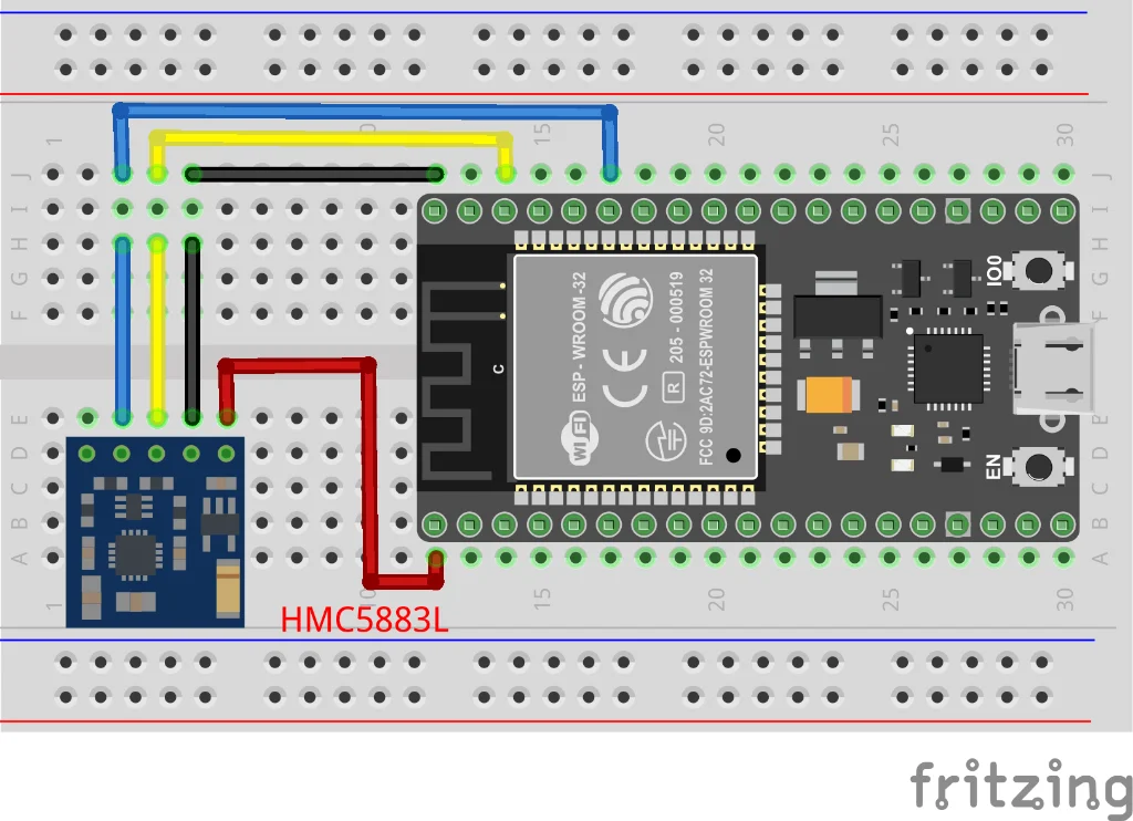 HMC5883L wiring with ESP32