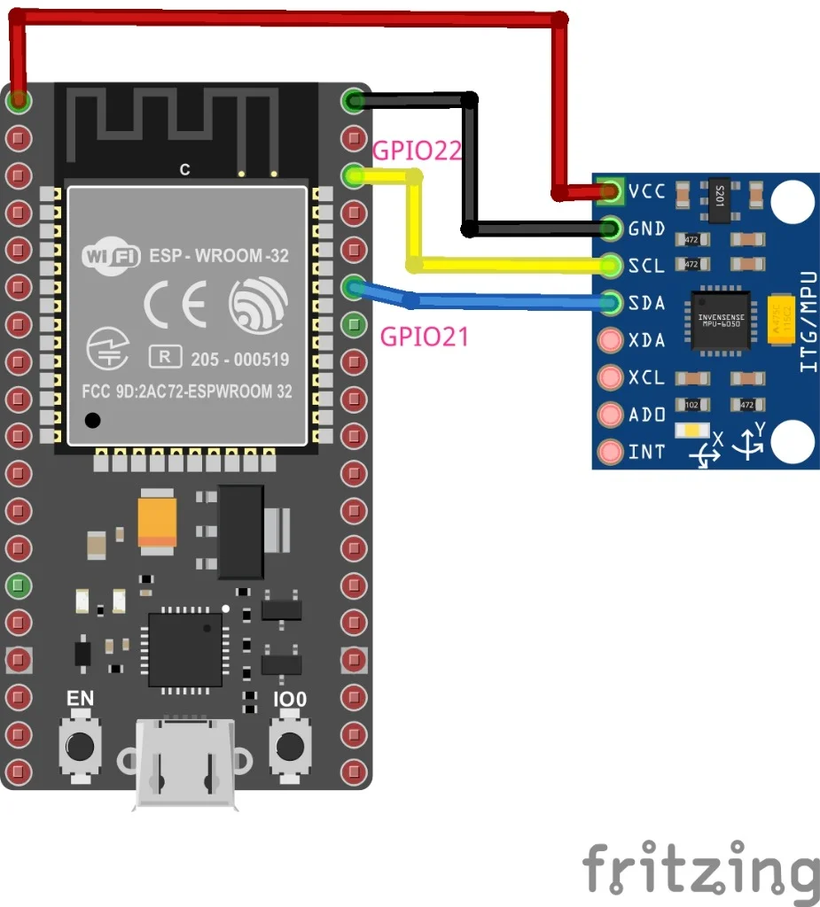 MPU-6050 wiring with ESP32
