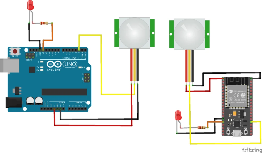 PIR sensor wiring with ESP32